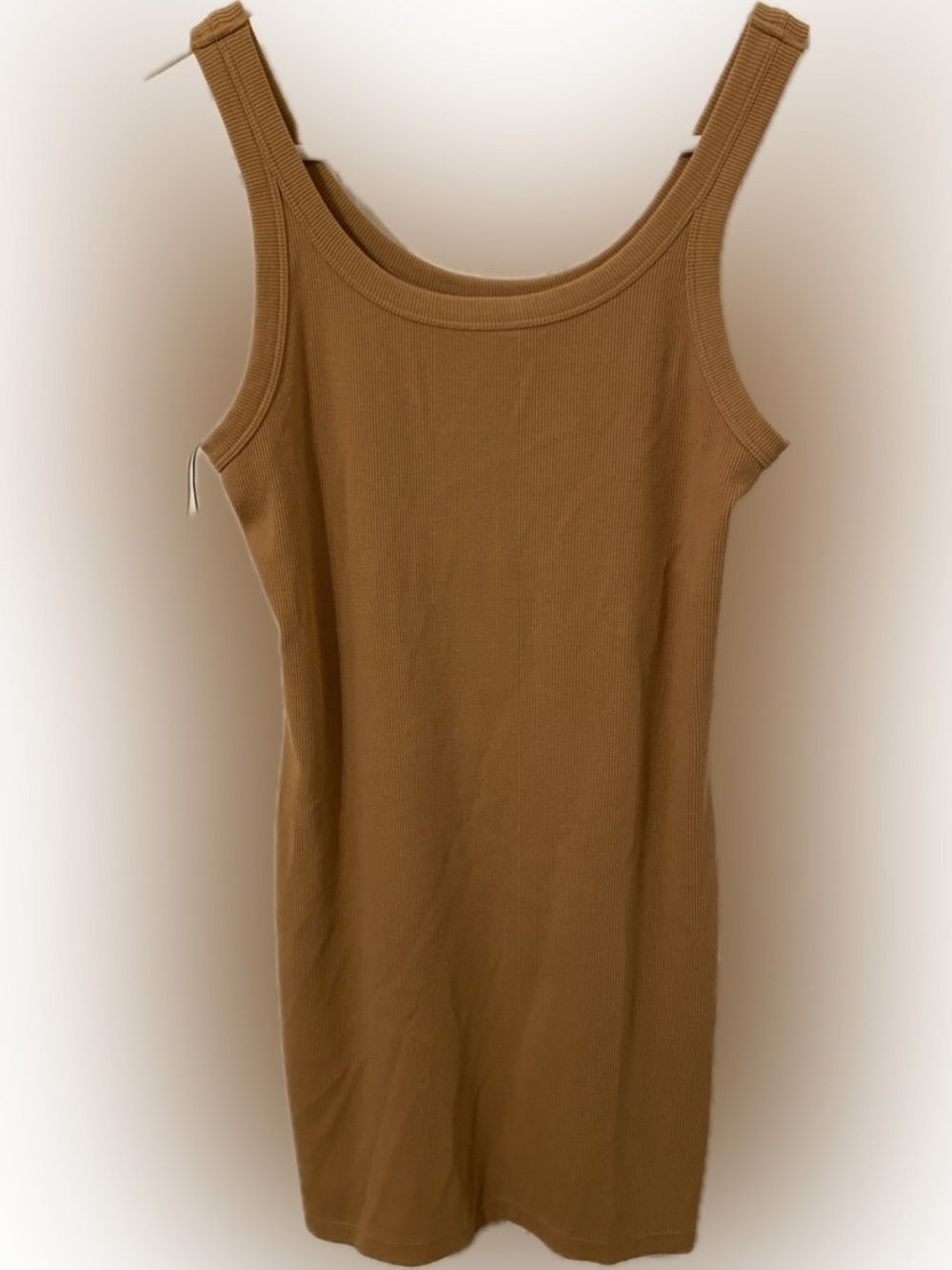Chic Tan Ribbed Sleeveless Midi Dress